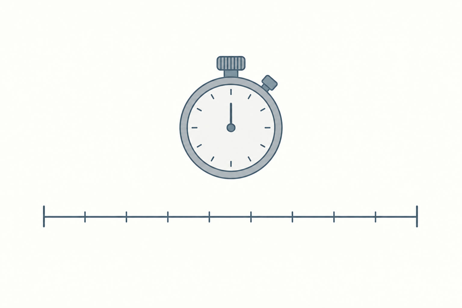 Stopwatch line icon above a measured four-metre line